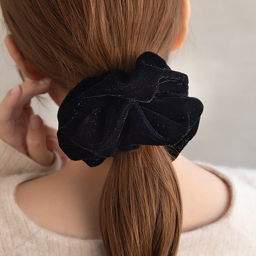 Large Glittery Black Scrunchie