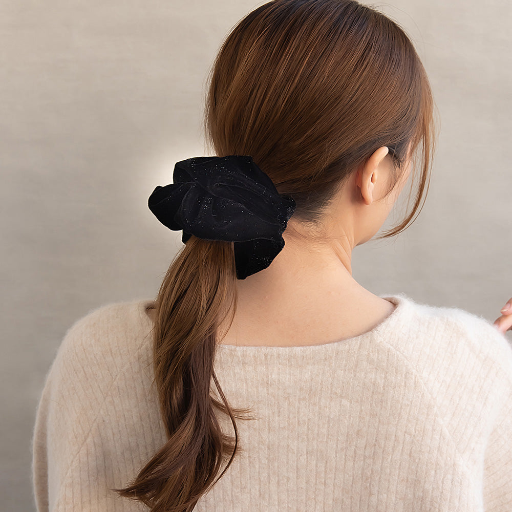 Large Glittery Black Scrunchie