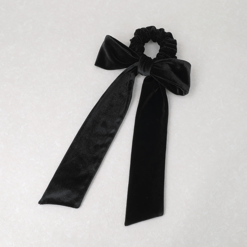 Black Long Tail Bow Scrunchie