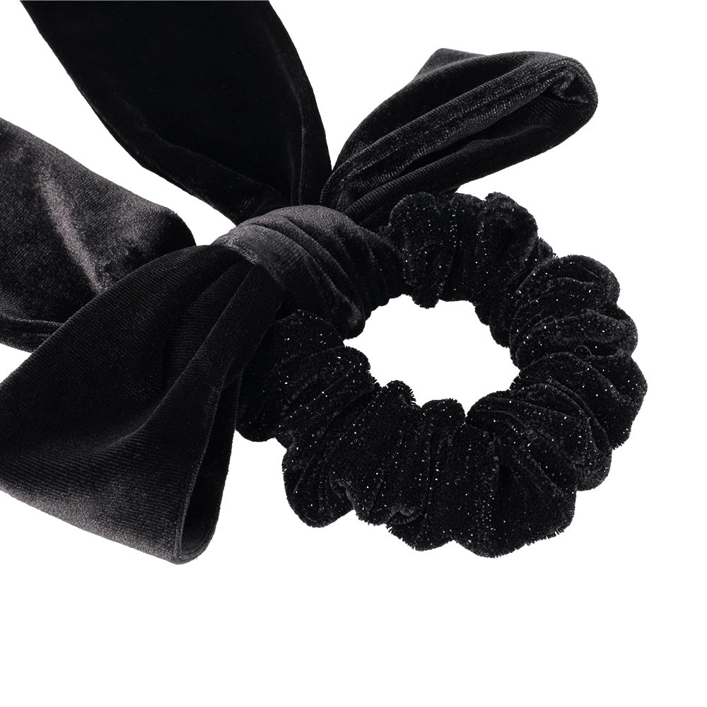 Black Long Tail Bow Scrunchie