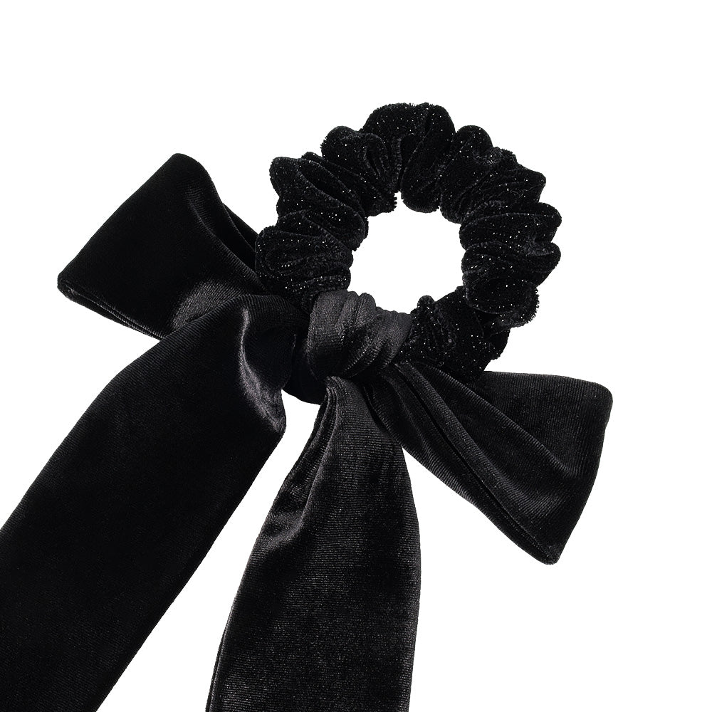 Black Long Tail Bow Scrunchie