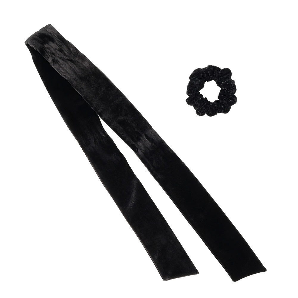 Black Long Tail Bow Scrunchie