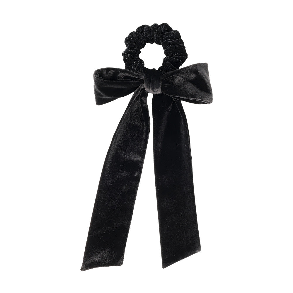 Black Long Tail Bow Scrunchie
