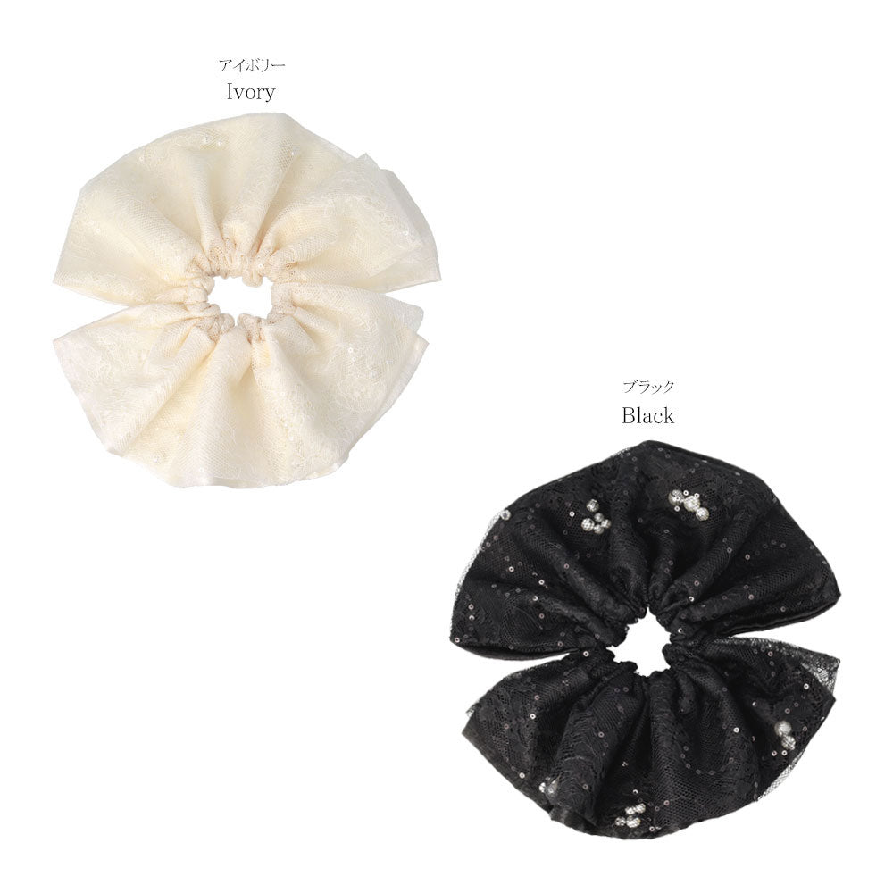 Oversized Floral Lace Scrunchie