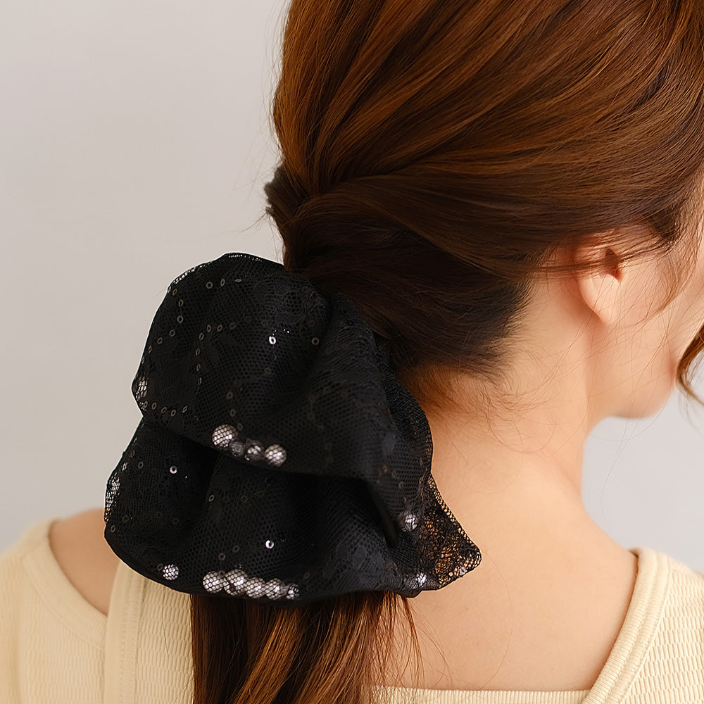 Oversized Floral Lace Scrunchie