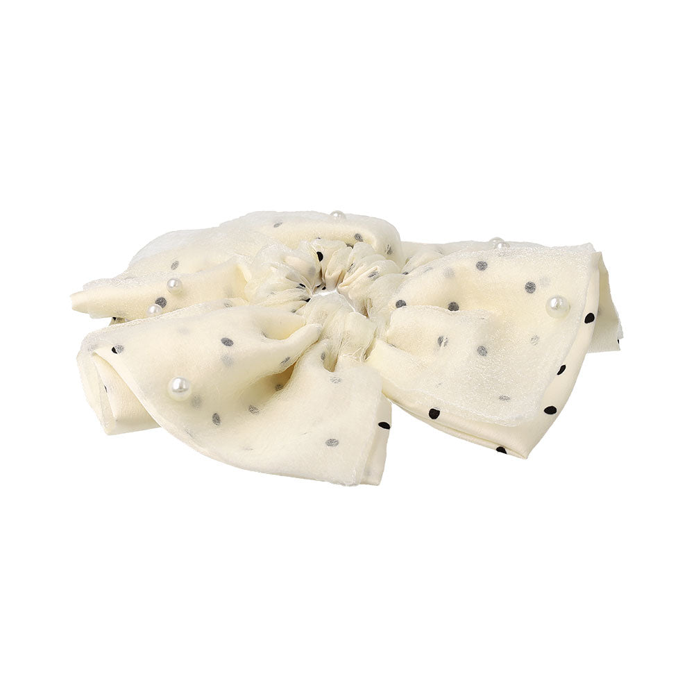 Oversized Dot and Pearl Scrunchie