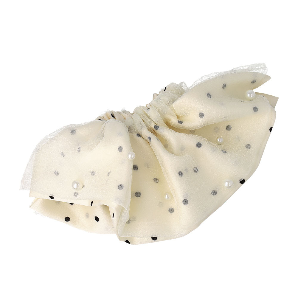 Oversized Dot and Pearl Scrunchie