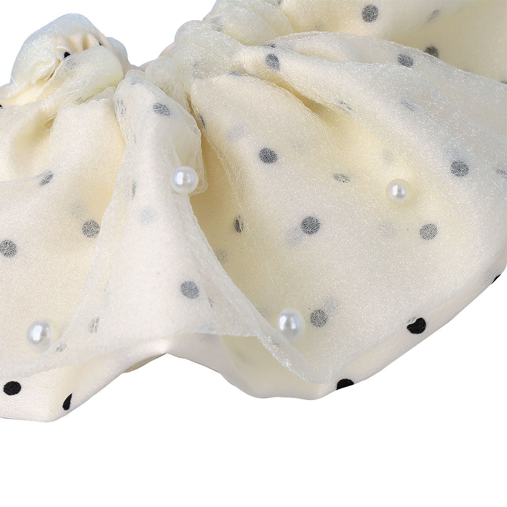 Oversized Dot and Pearl Scrunchie