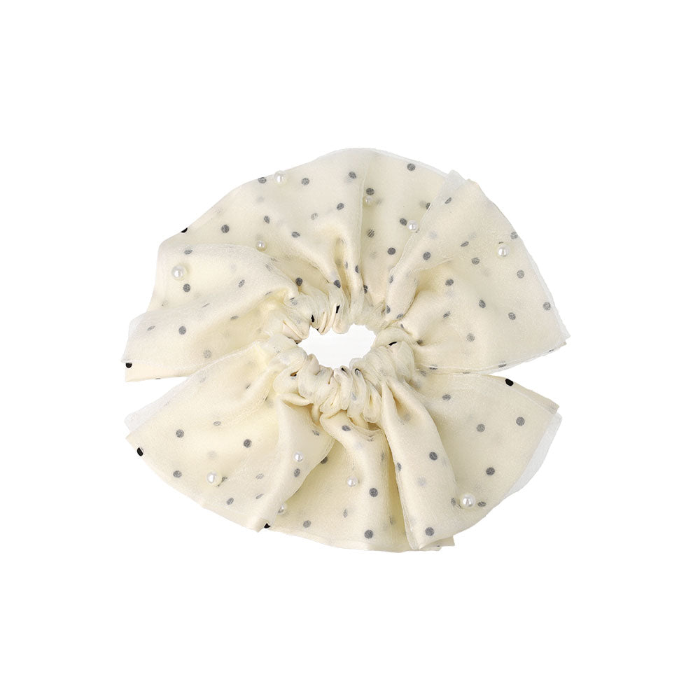 Oversized Dot and Pearl Scrunchie