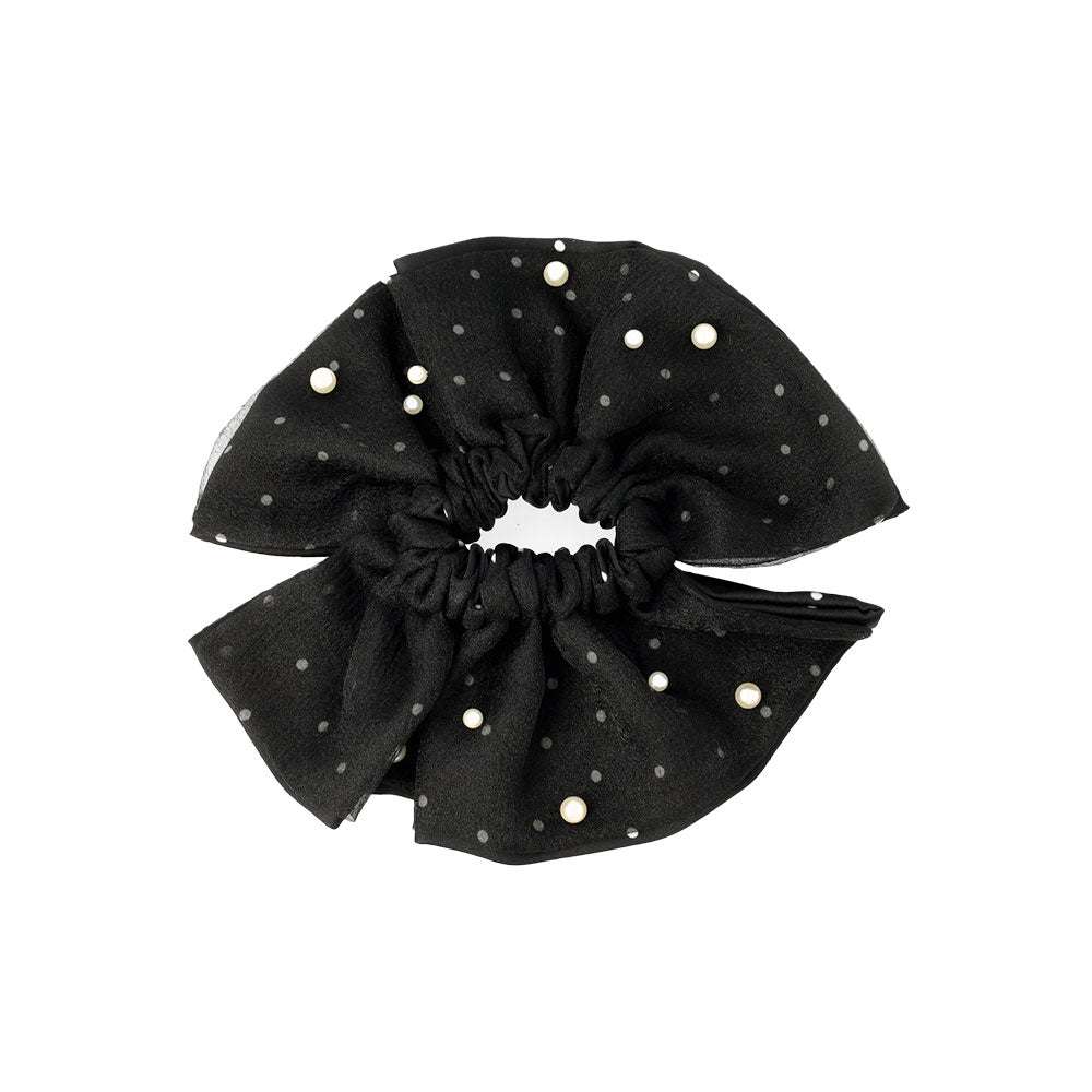 Oversized Dot and Pearl Scrunchie