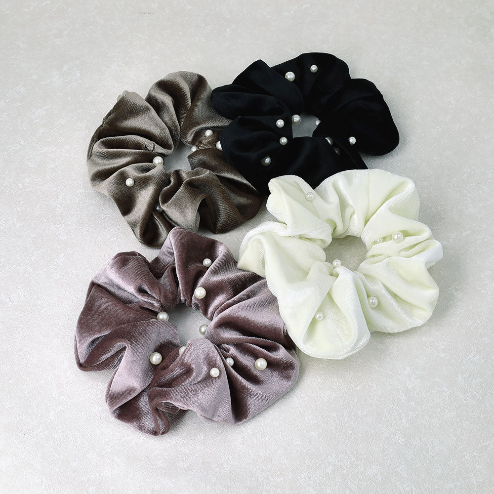 Pearl Embellished Velvet Scrunchie