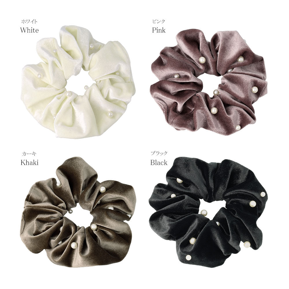 Pearl Embellished Velvet Scrunchie