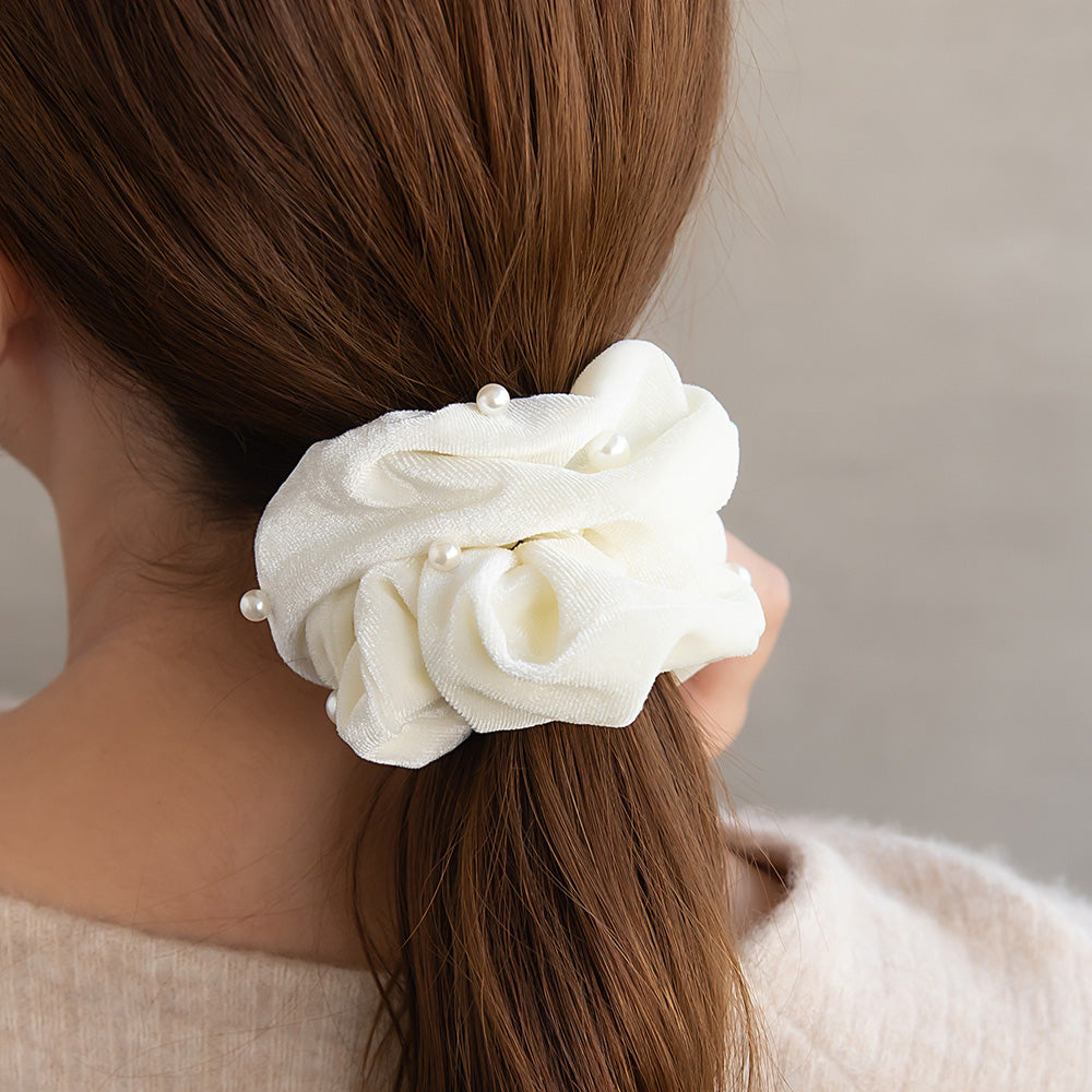 Pearl Embellished Velvet Scrunchie