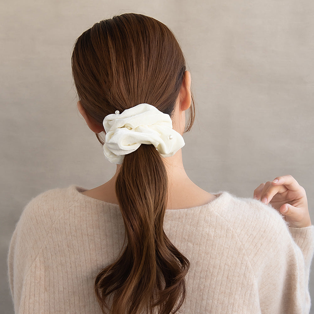 Pearl Embellished Velvet Scrunchie