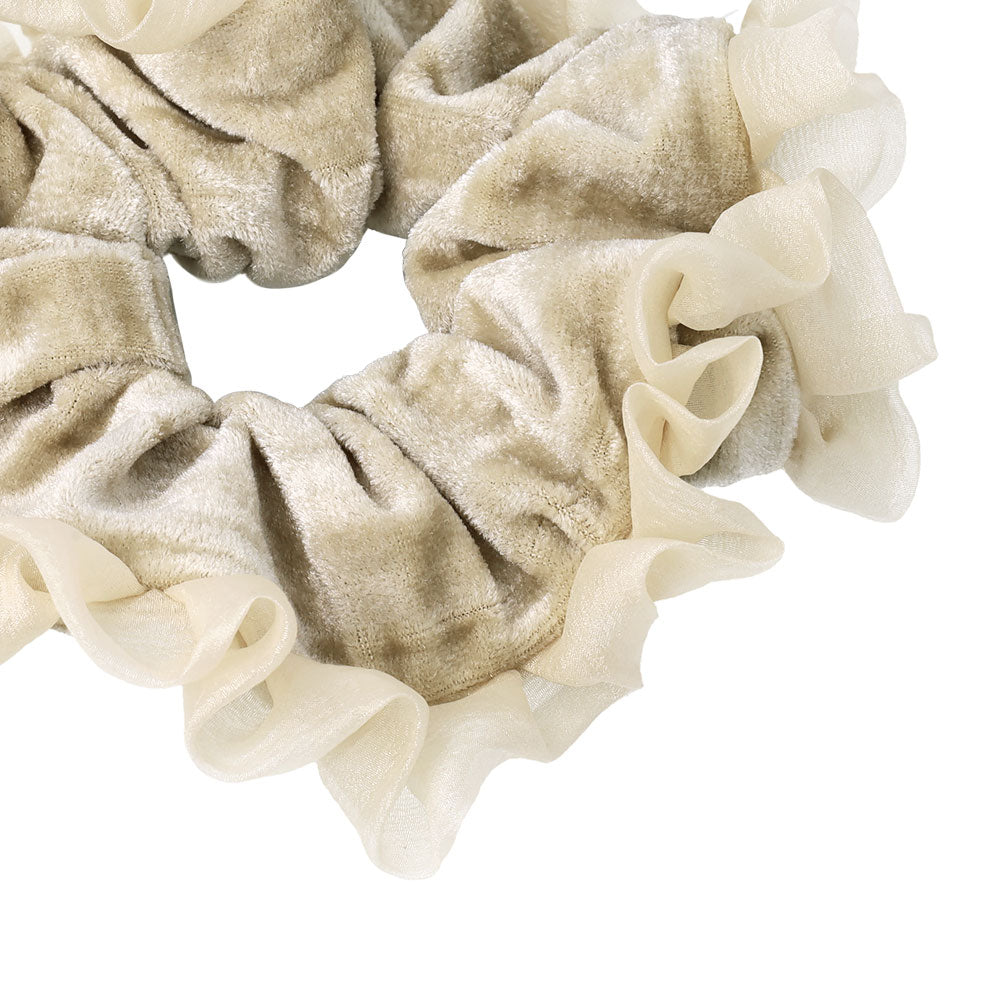 Ruffle Trim Velvet Scrunchie