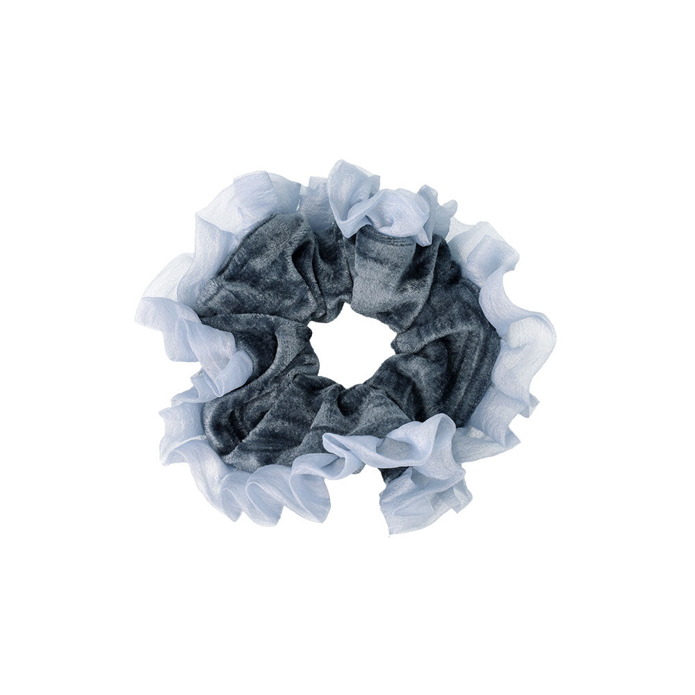 Ruffle Trim Velvet Scrunchie