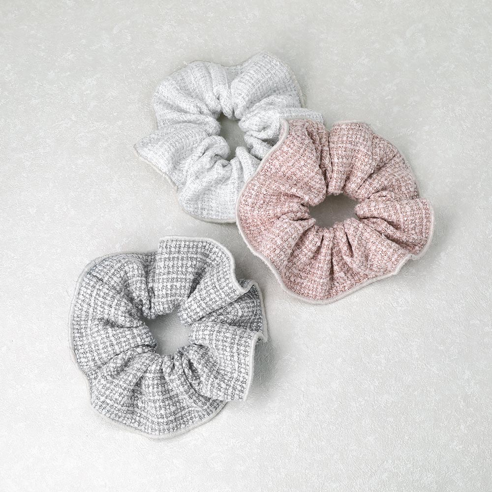 Trimmed Tweed Scrunchie