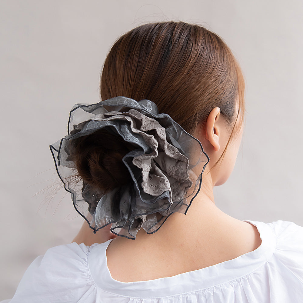 Oversized Sheer Layered Scrunchie - osewaya