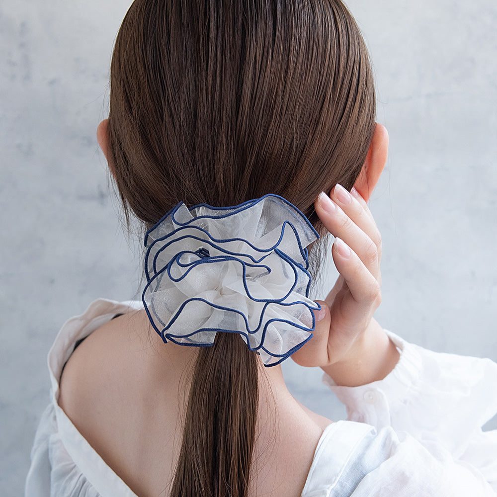 Contrast Trim Sheer Scrunchie