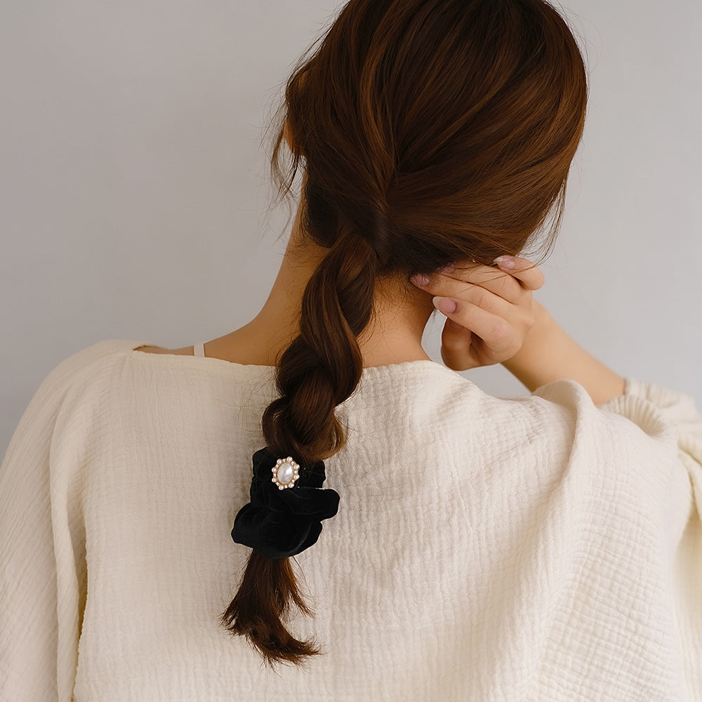 Oval Bijou Velvet Scrunchie