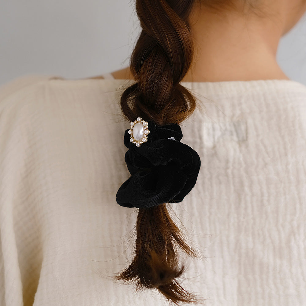 Oval Bijou Velvet Scrunchie