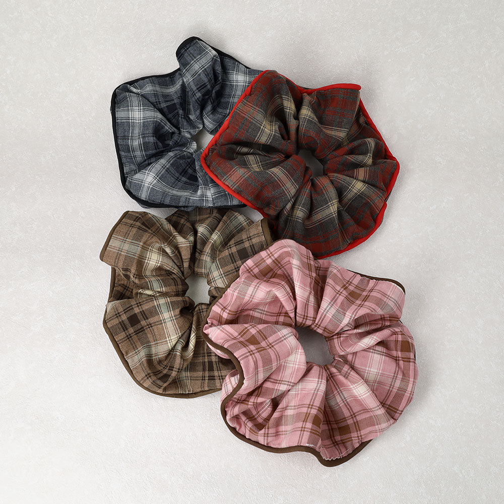 Trimmed Plaid Scrunchie