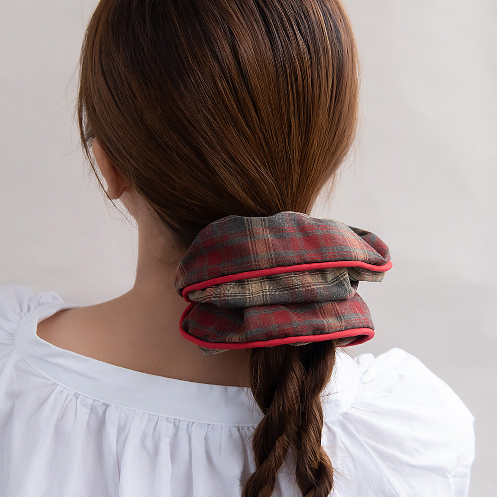 Trimmed Plaid Scrunchie