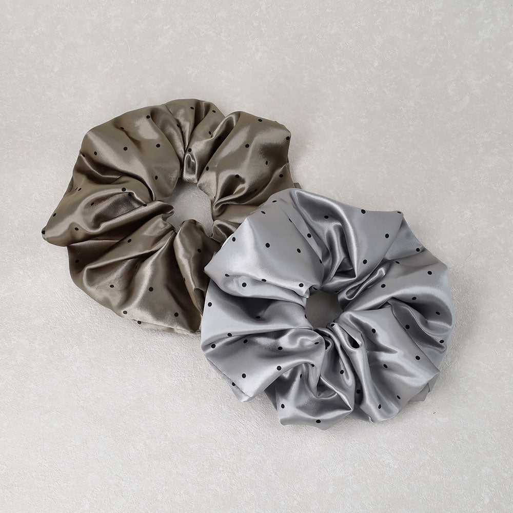 Dotted Satin Scrunchie