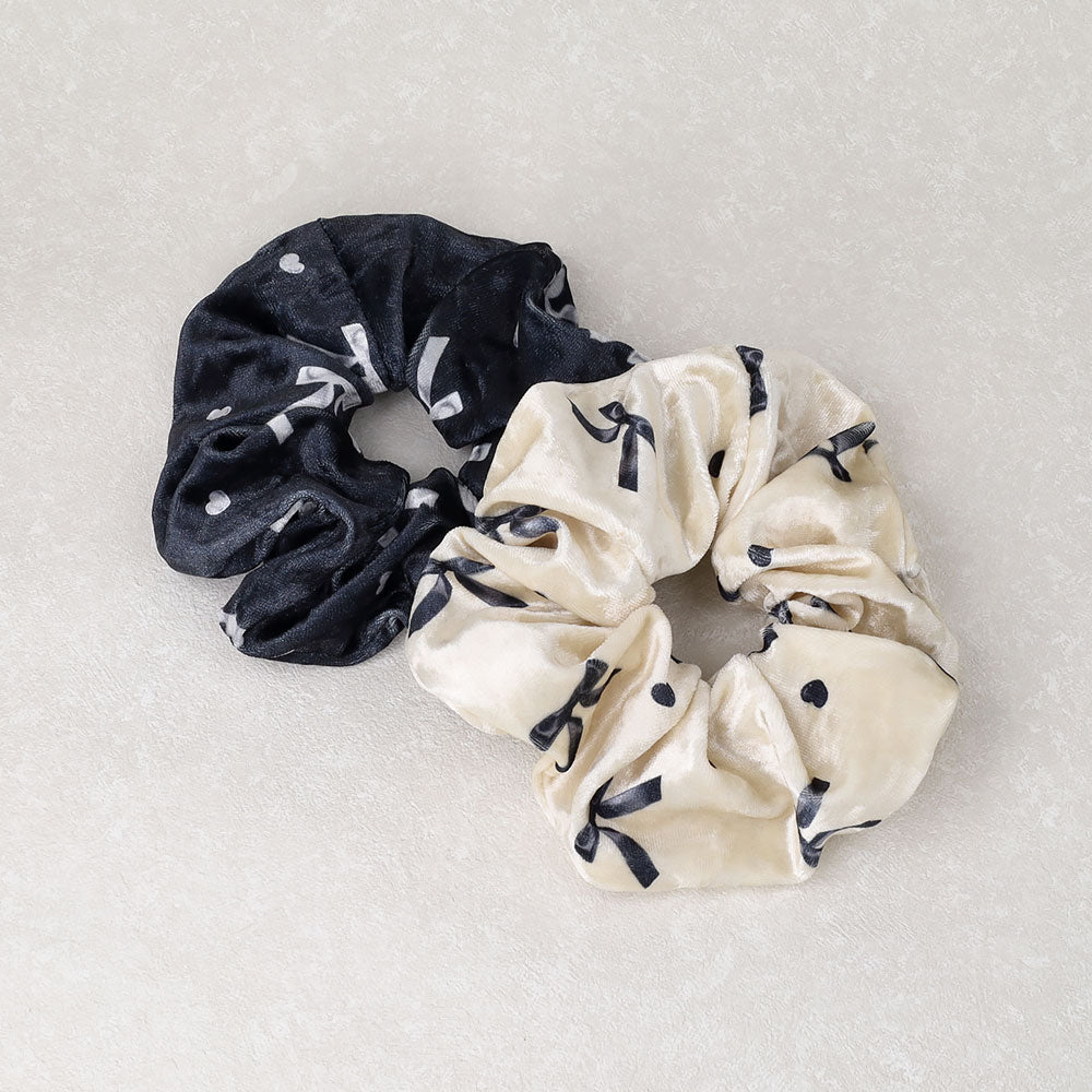Printed Bow Soft Scrunchie