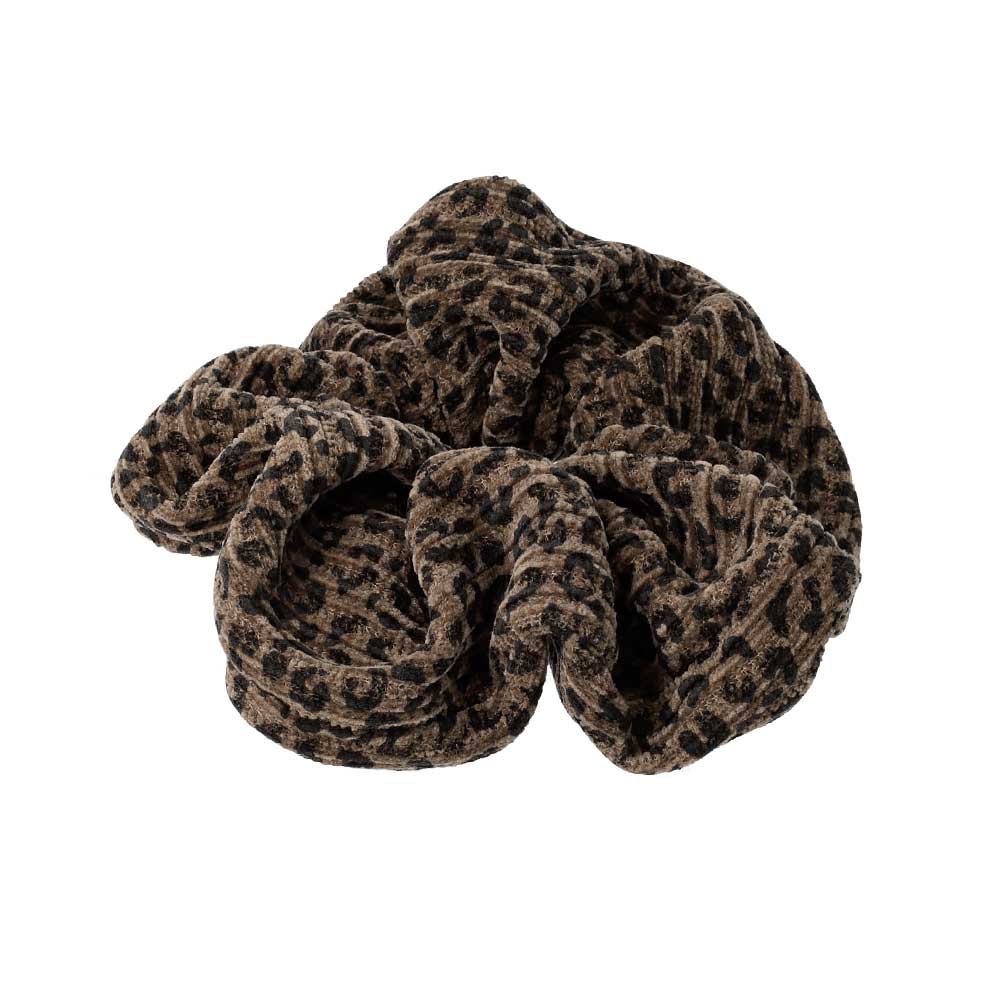 Leopard Pattern Corduroy Scrunchie