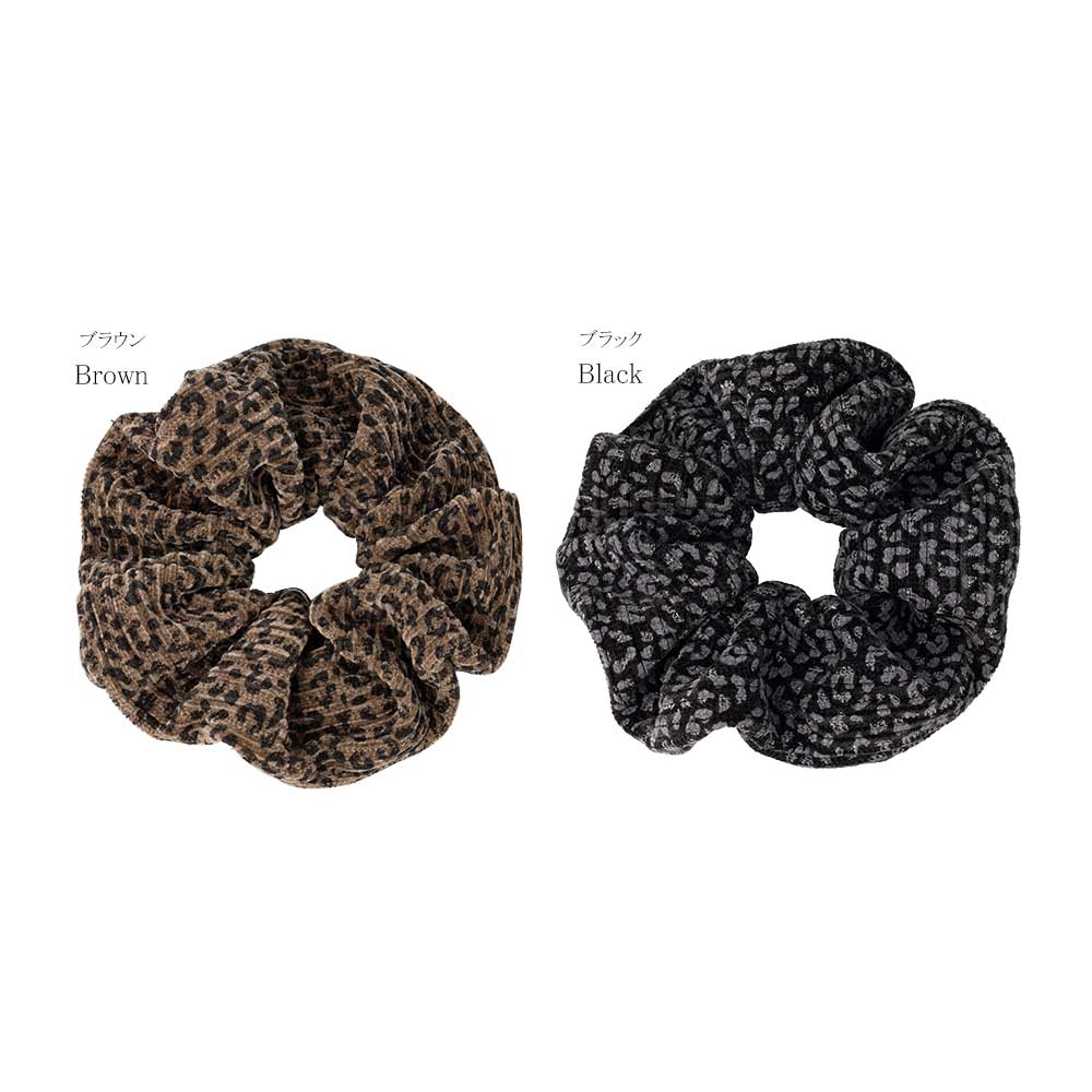 Leopard Pattern Corduroy Scrunchie