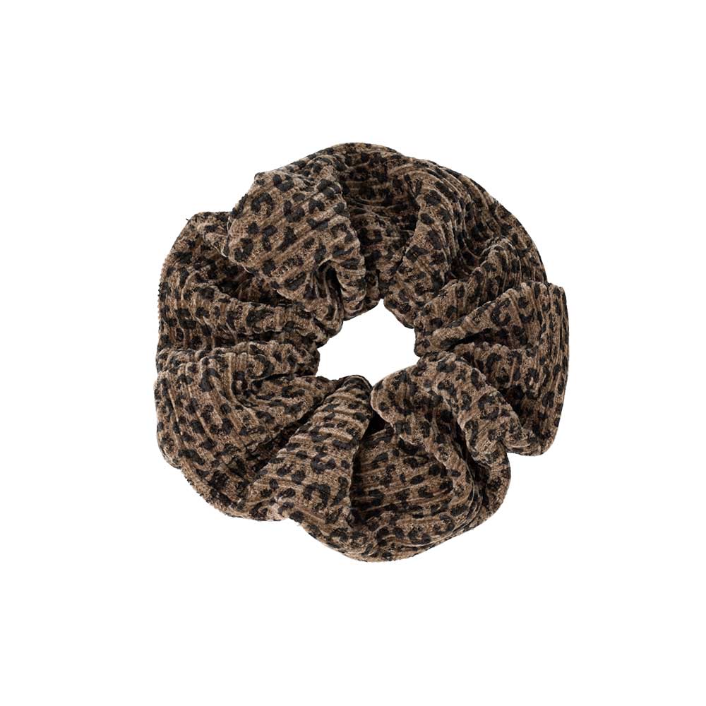 Leopard Pattern Corduroy Scrunchie