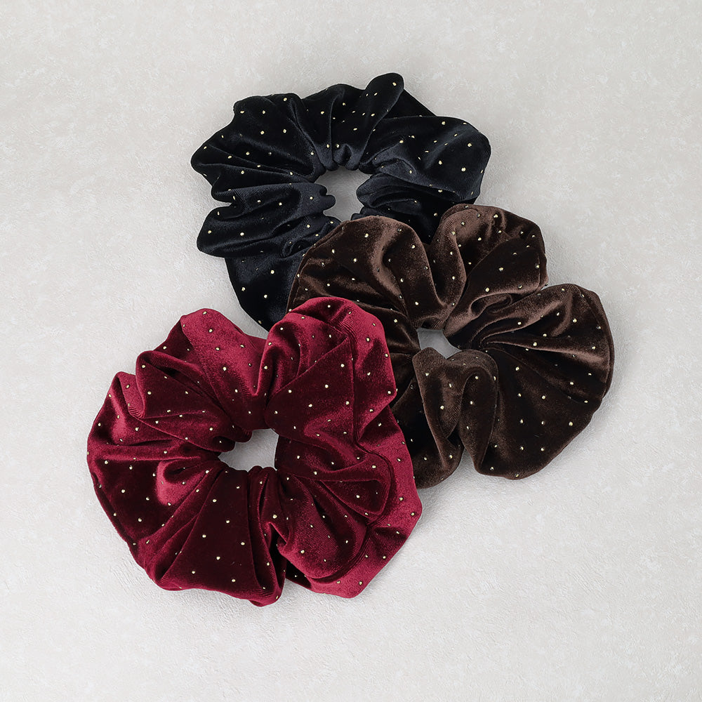 Tiny Dot Velvet Scrunchie