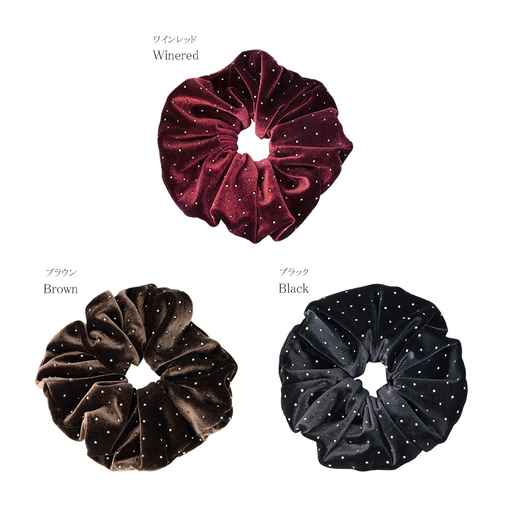 Tiny Dot Velvet Scrunchie
