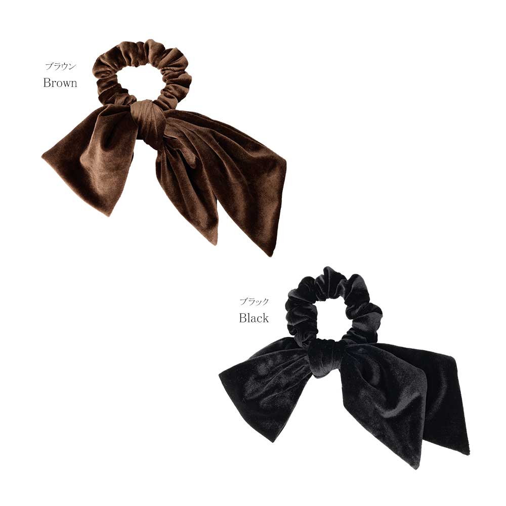 Asymmetrical Bow Velvet Scrunchie