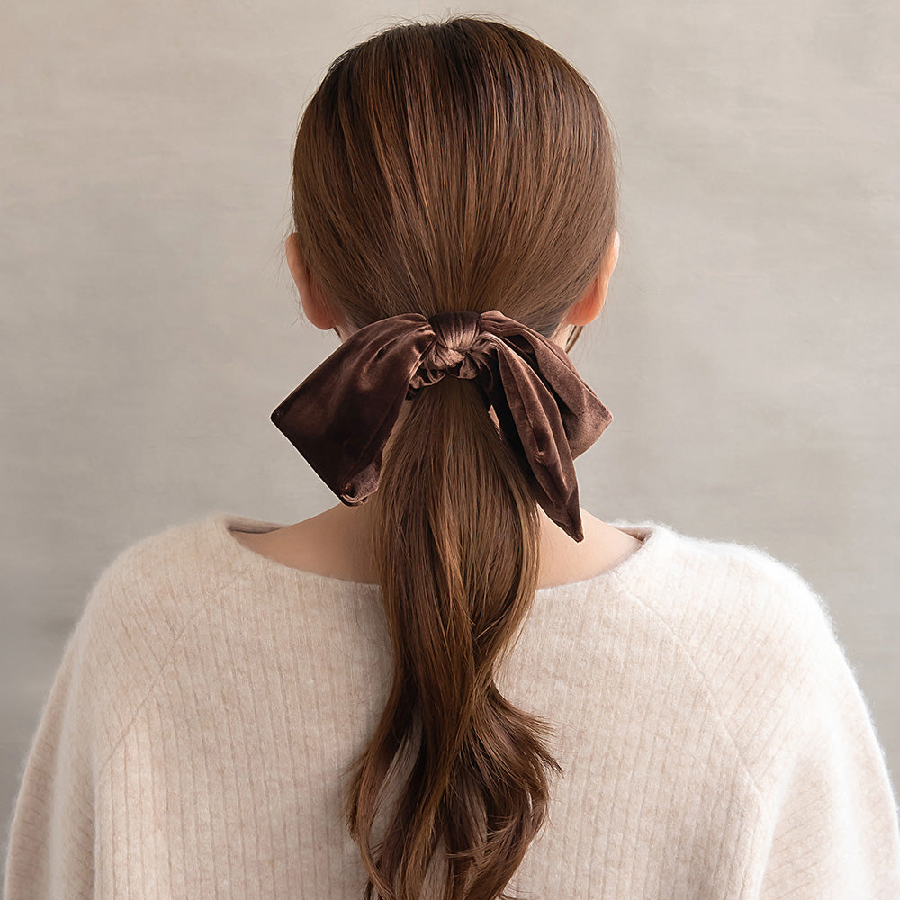Asymmetrical Bow Velvet Scrunchie
