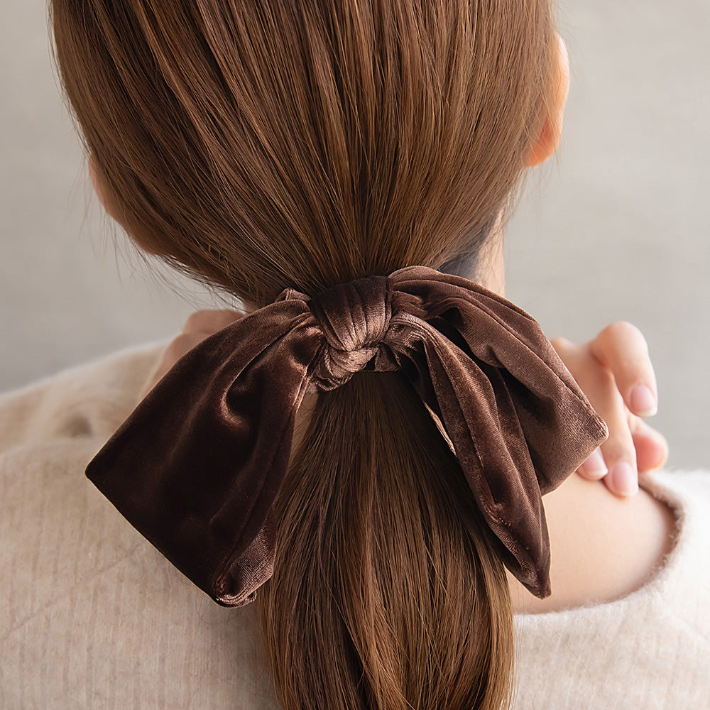 Asymmetrical Bow Velvet Scrunchie