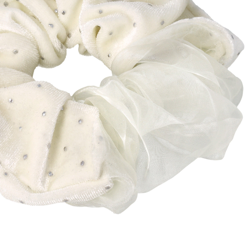Dotted Velvet Half Organdy Scrunchie