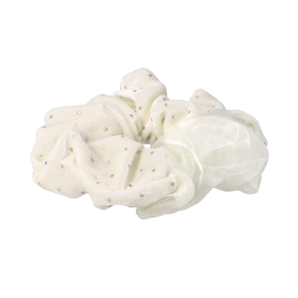 Dotted Velvet Half Organdy Scrunchie