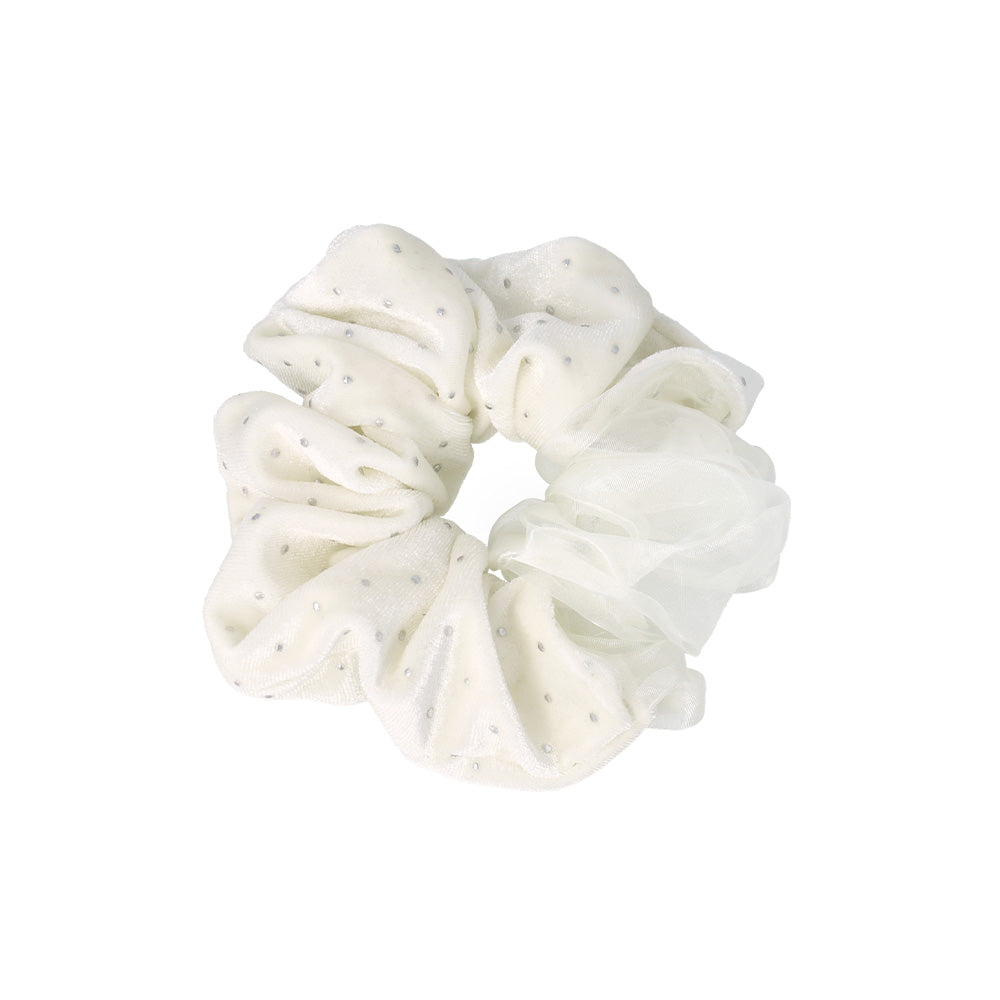 Dotted Velvet Half Organdy Scrunchie