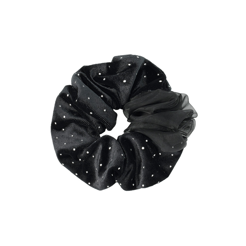 Dotted Velvet Half Organdy Scrunchie