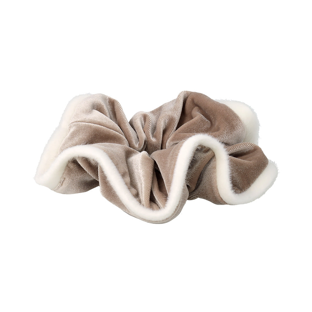 Fuzzy Trimmed Velvet Scrunchie