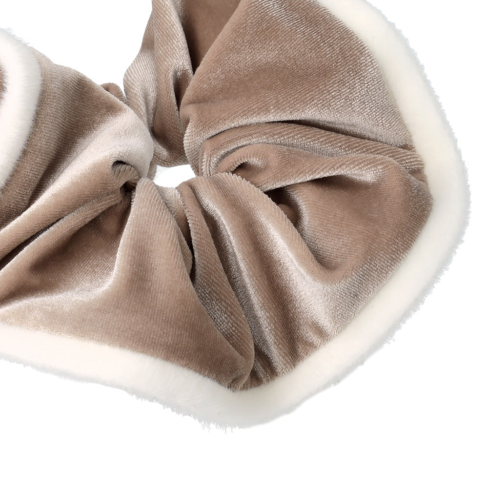 Fuzzy Trimmed Velvet Scrunchie