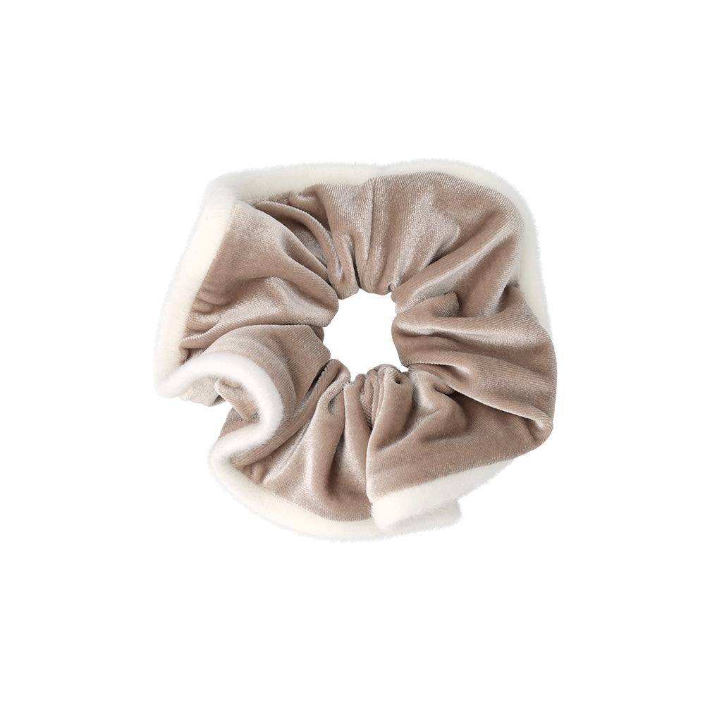 Fuzzy Trimmed Velvet Scrunchie