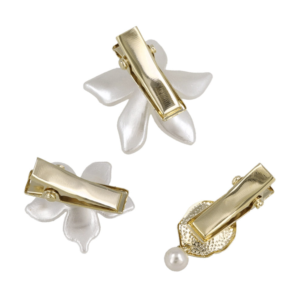 Pearlescent Flower Pinch Clip Set