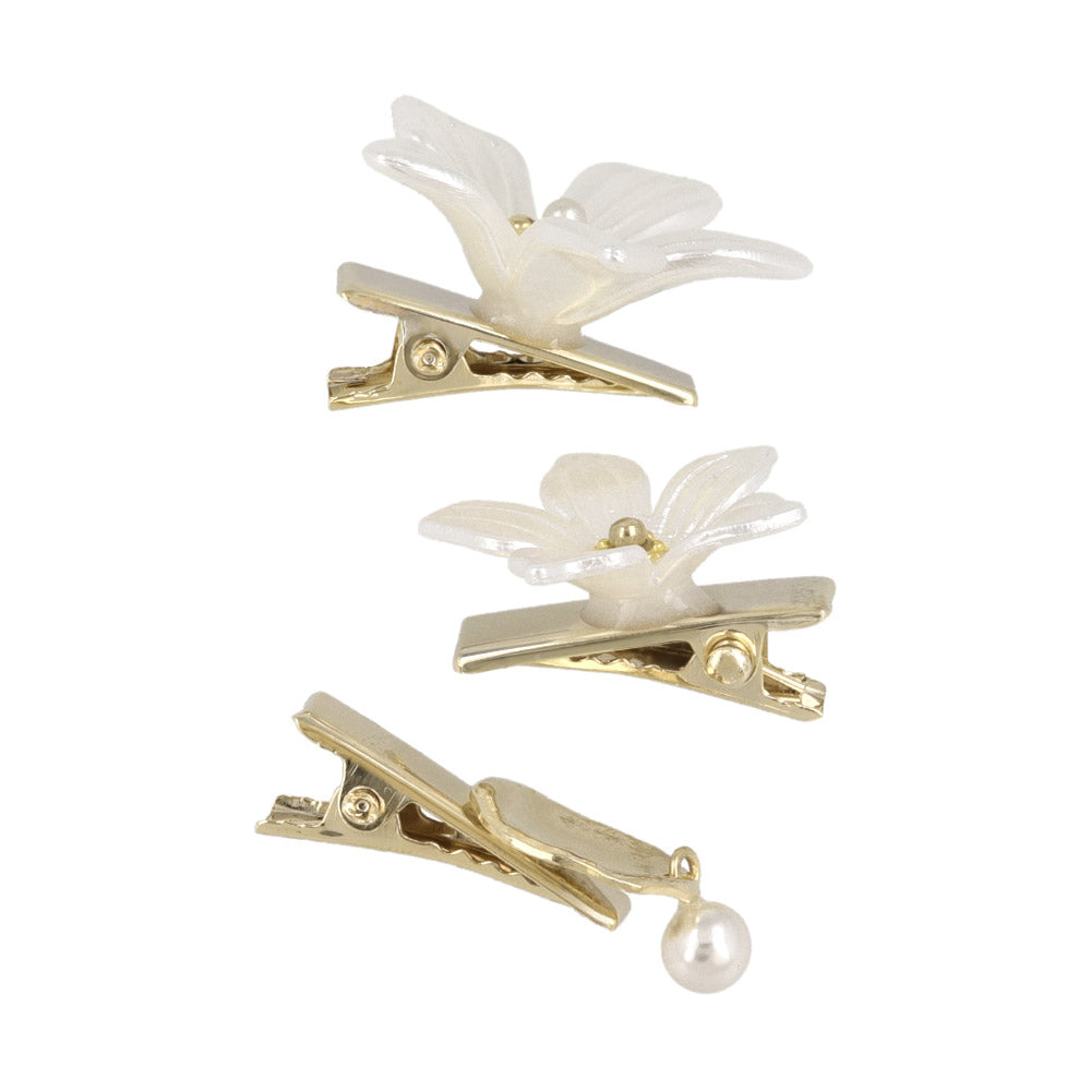 Pearlescent Flower Pinch Clip Set