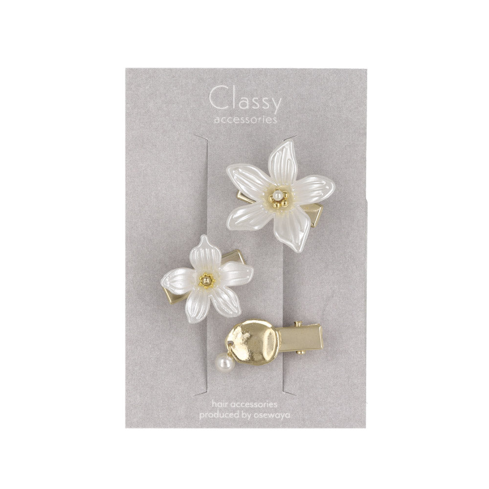 Pearlescent Flower Pinch Clip Set