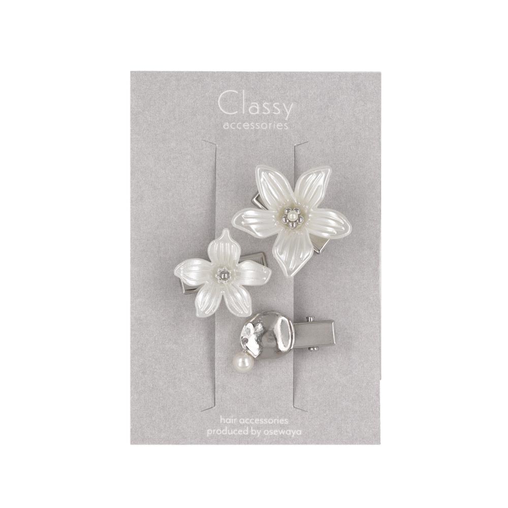 Pearlescent Flower Pinch Clip Set