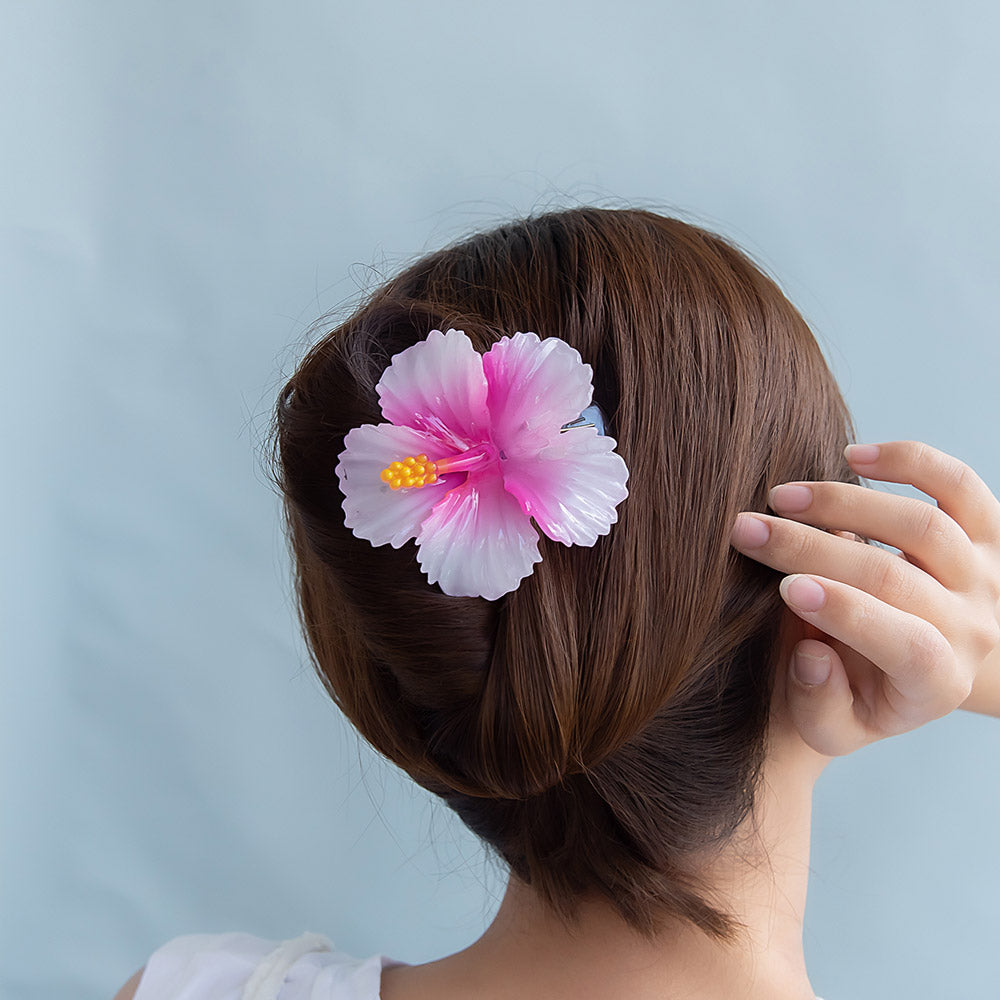Gradient Hibiscus Hair Claw Clip - osewaya