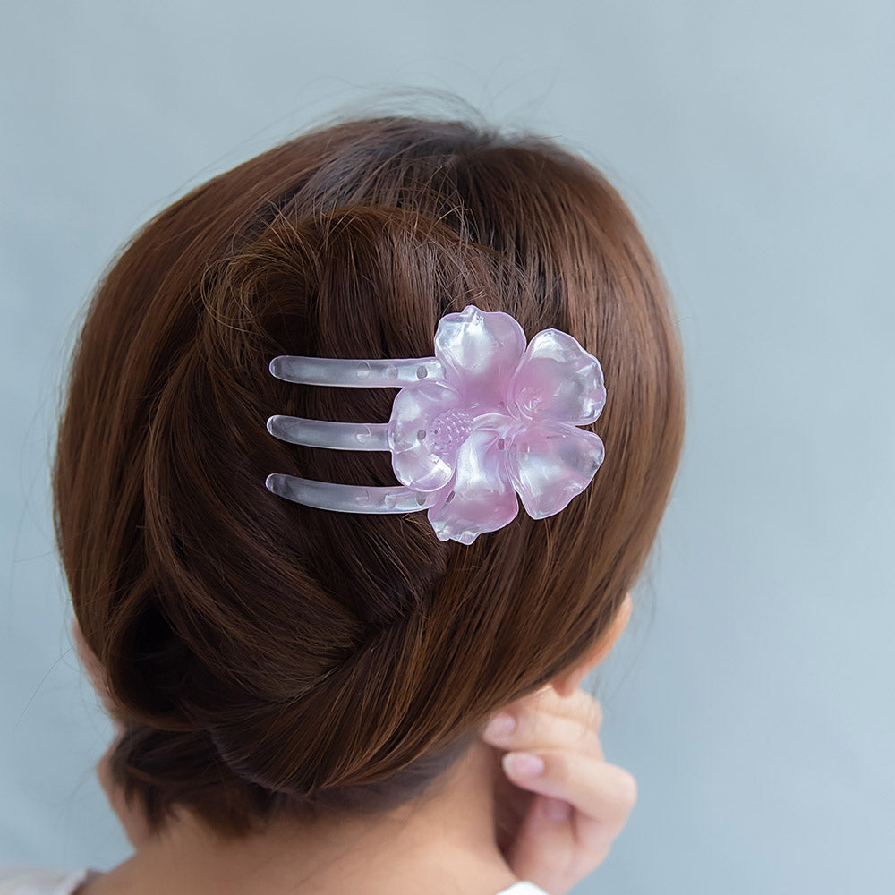 Translucent Hibiscus Hair Claw Clip - osewaya
